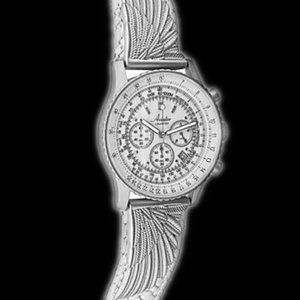 Men's White Woven Leather Band Chronograph Watch